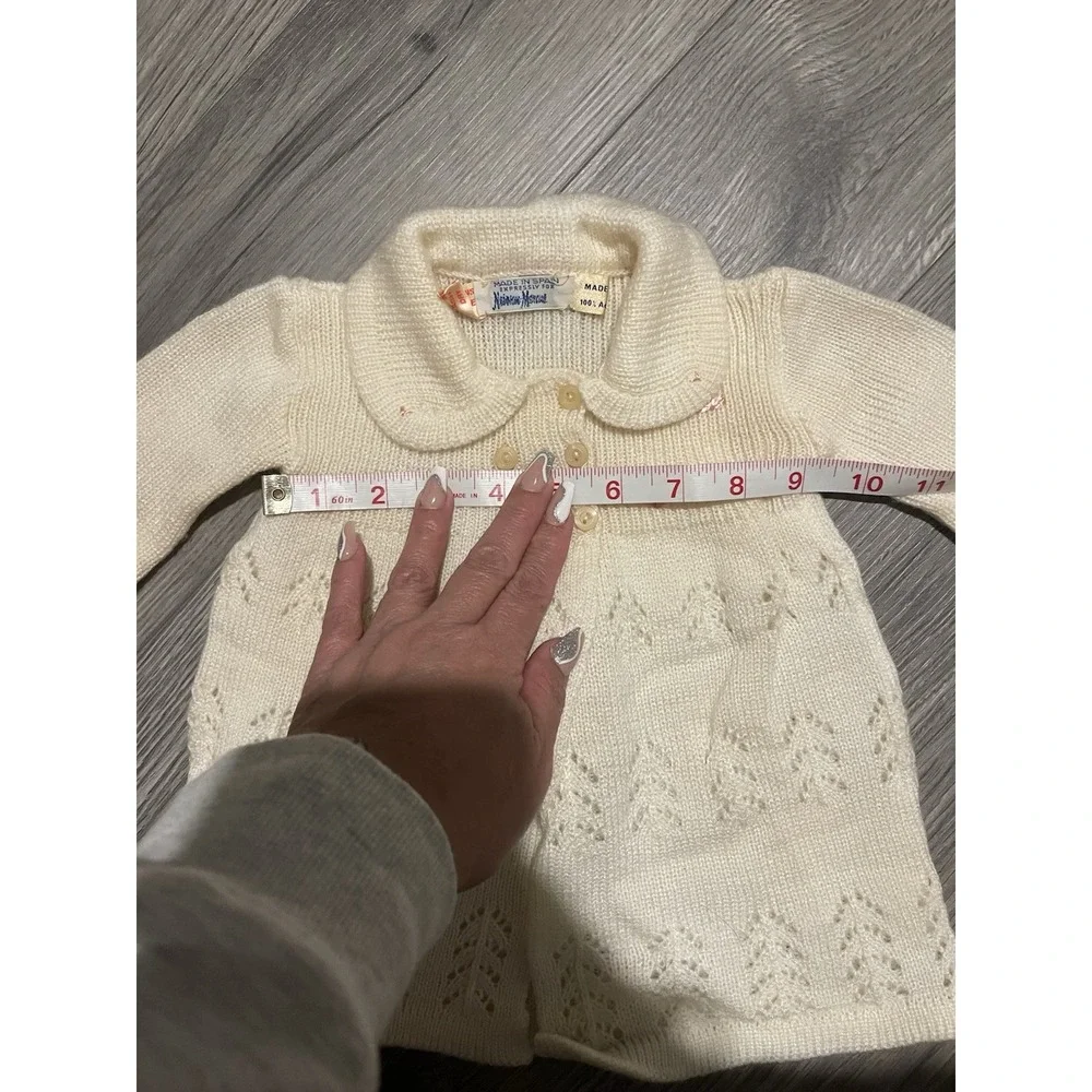 Vintage Neiman Marcus Made In Spain Knit/crochet Baby Dress, Sweater & Bonnet‎